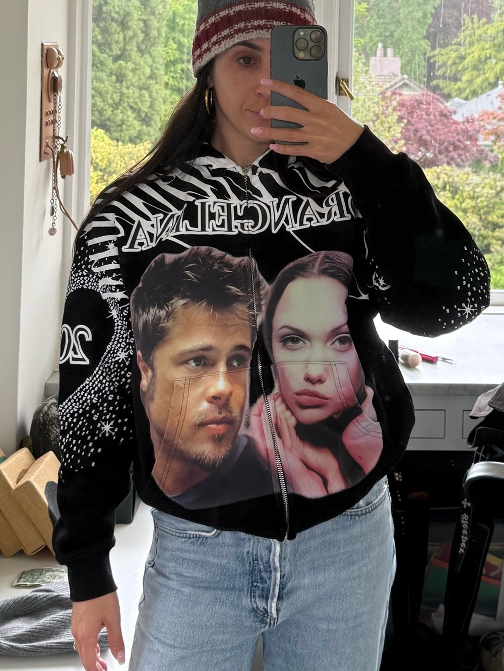 Praying Black ‘Brangelina’ Zip Hoodie Brad Pitt + Angelina Jolie 4ever